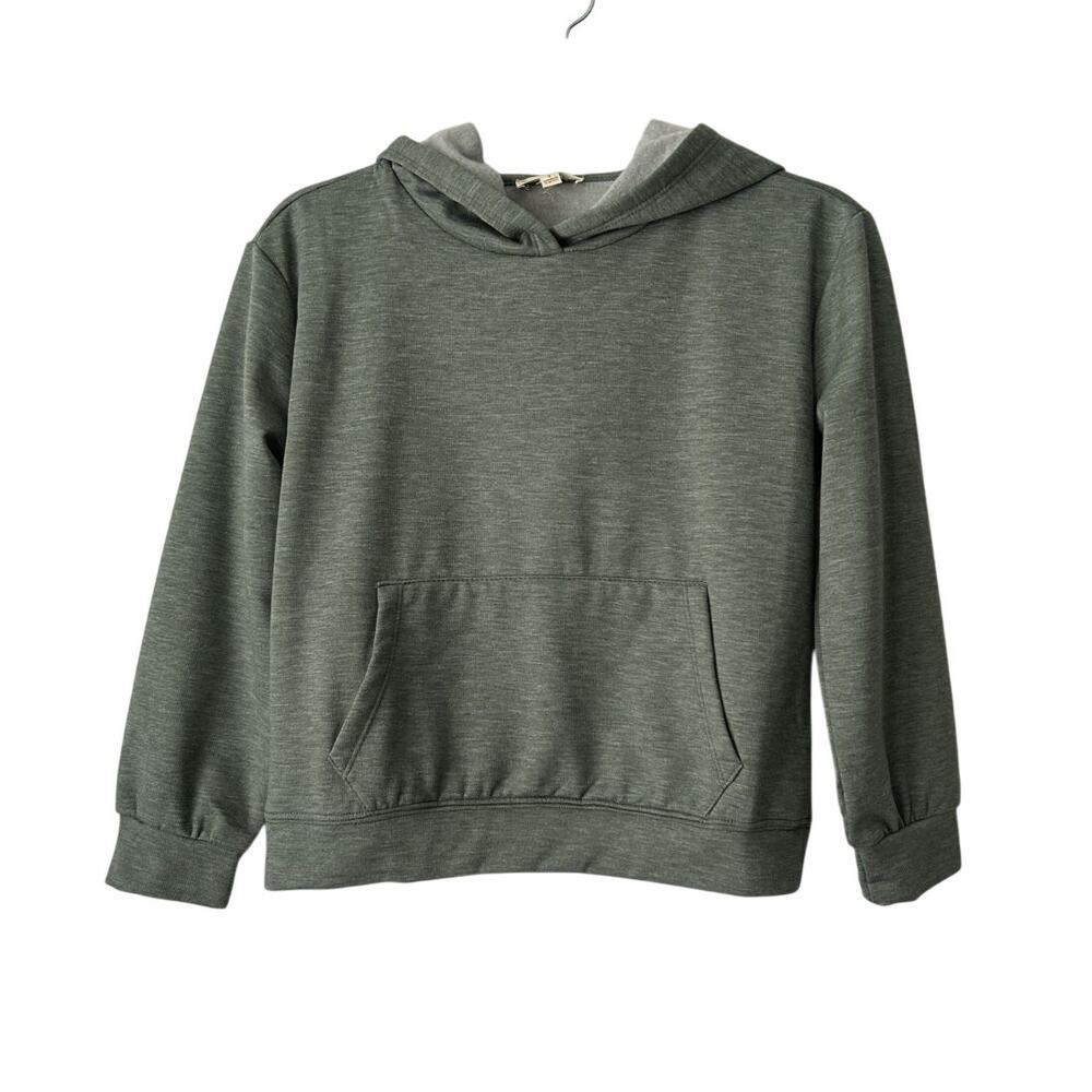 NWT Crown of Hearts Girl’s Long Sleeve Heather Green Pullover Hoodie-Small 7/8